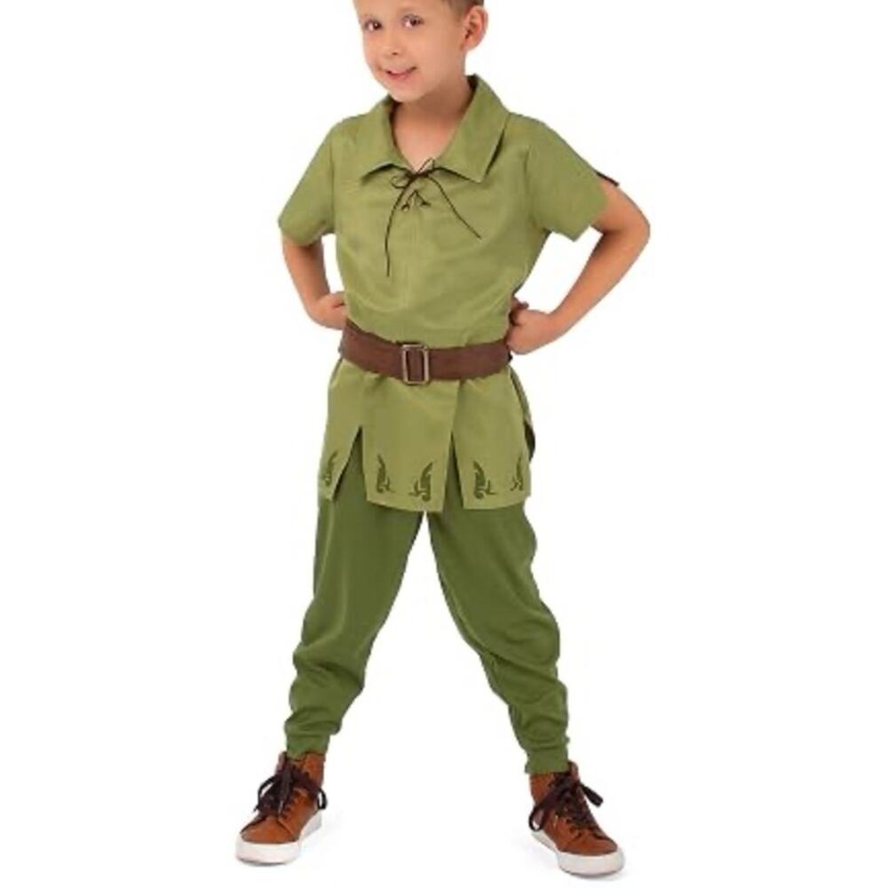 Peter Pan Toddler Halloween Costume Green Tunic Belt 1-3 Years